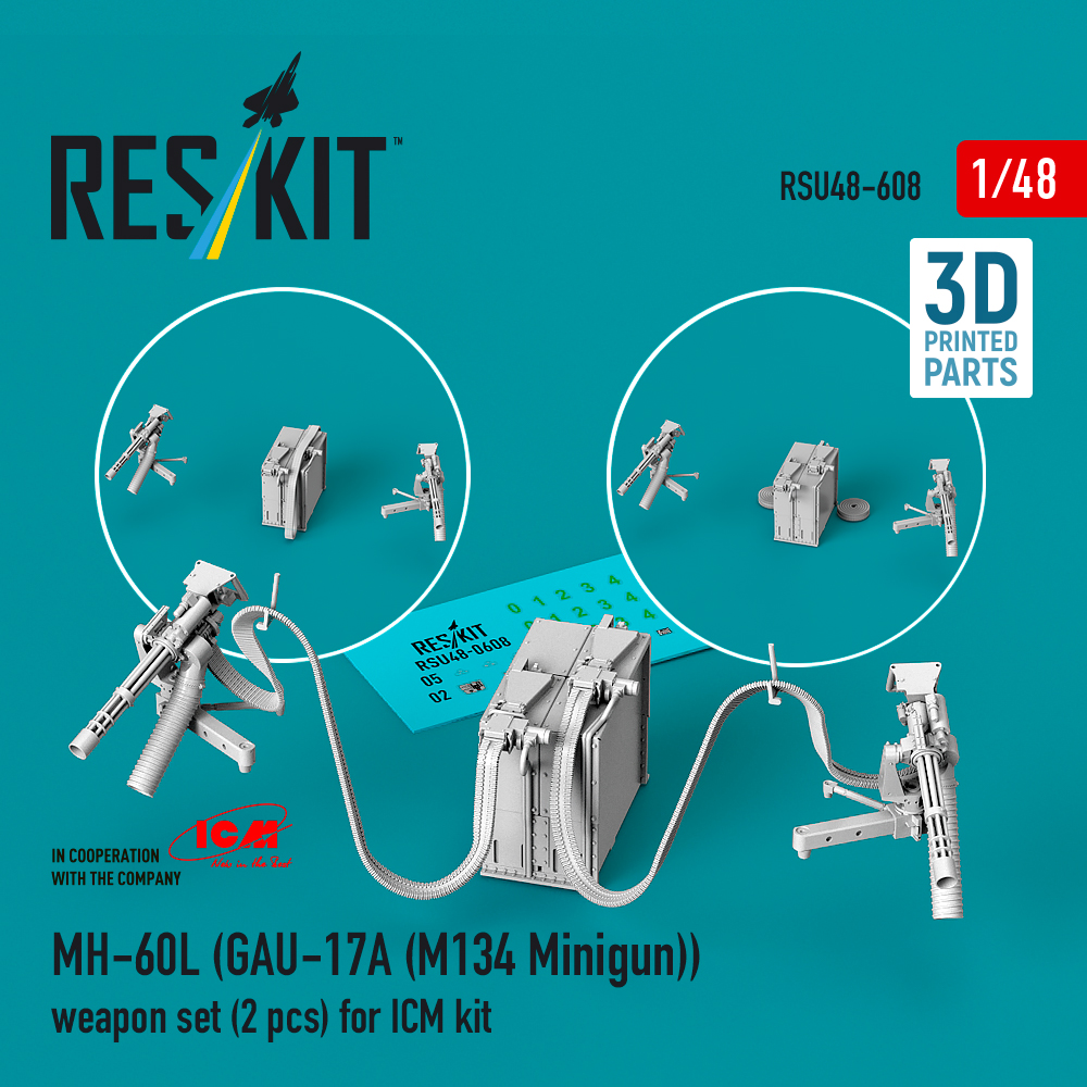 1/48 MH-60L (GAU-17A) weapon set - 2 pcs. (ICM)