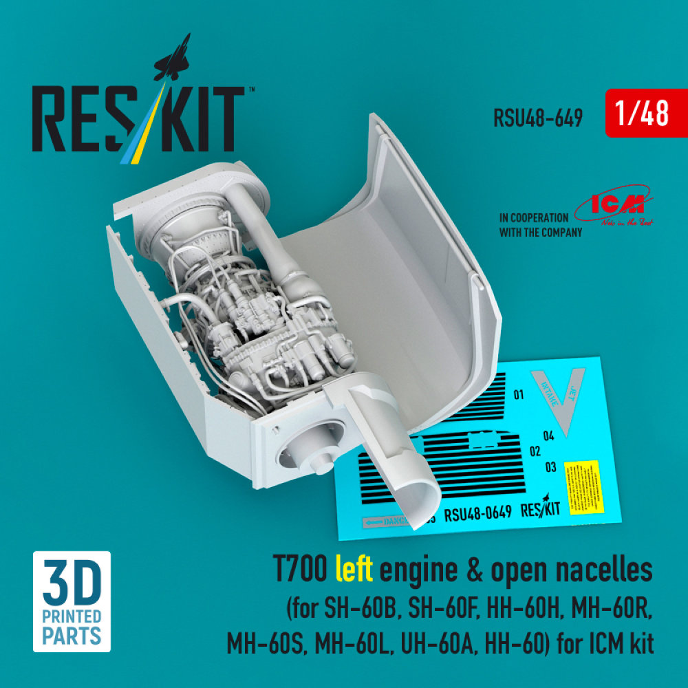 1/48 T700 left engine & open nacelles (ICM) 