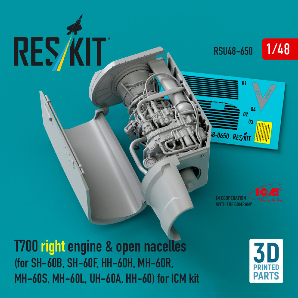 1/48 T700 right engine & open nacelles (ICM) 